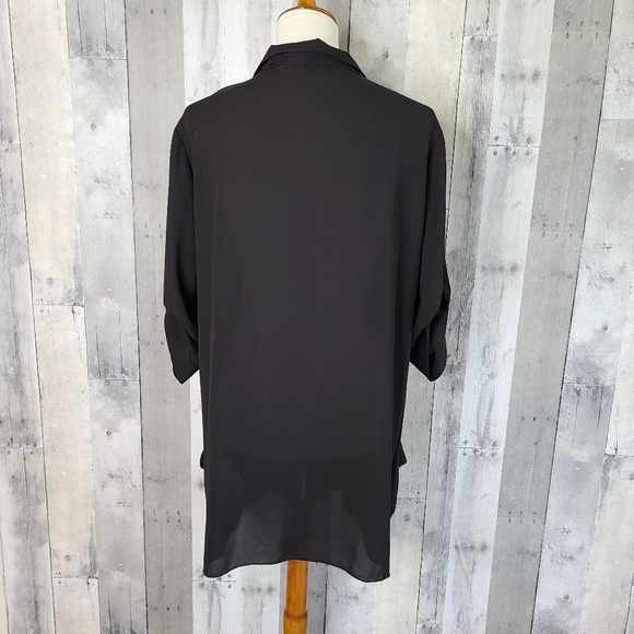 Joseph Ribkoff Size 16 Black Button Down Tunic Top - Picture 3 of 7